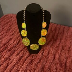 Elegant Gold and Green Statement Necklace